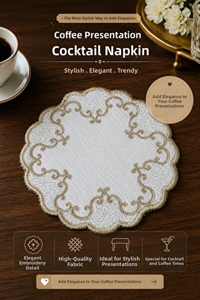 Priszizu 6-Piece Cocktail Napkin Set – Coffee Serving Set – Coffee Side Servi...