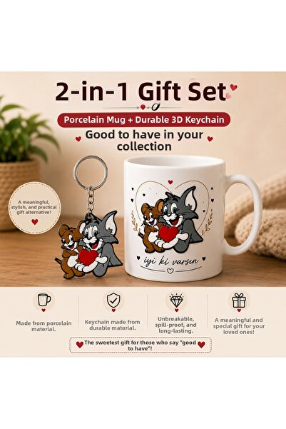 DKY Tom and Jerry Mug and 3D Keychain Gift Set