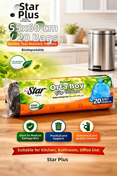 Generic Brand Star Plus Medium Size Garbage Bags 1 Pack of 20 55X60 cm Durabl...