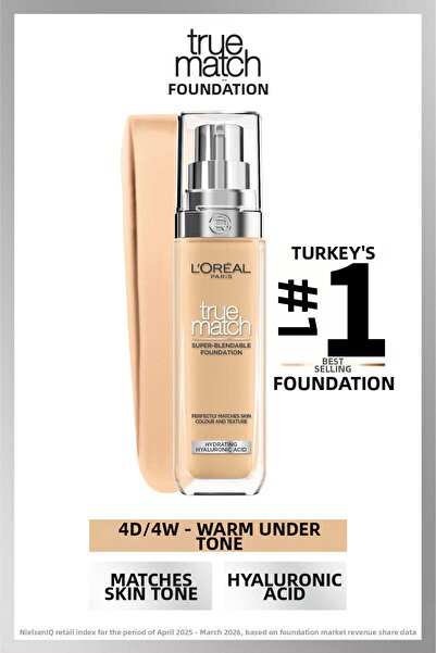 L'Oreal Paris Fond de ten True Match 4D/4W Warm Bottom Tone Care