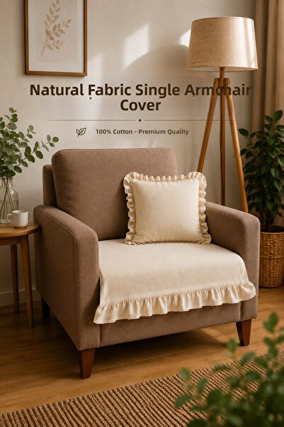 YUNUSOĞLU HOME Ruffled Raw Fabric Sofa Cover Single Armchair and Sofa Protect...