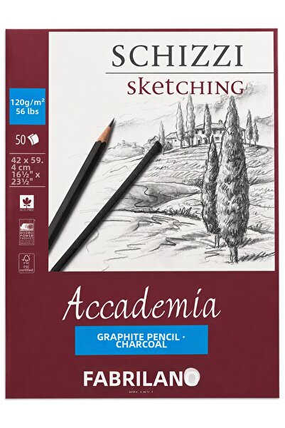Fabriano Academia Drawing Pad Single Sided Block Paste 50 Sheets 42X59.4Cm