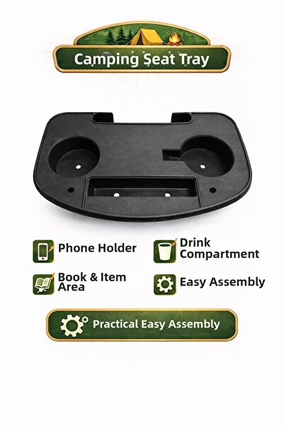 Galeriyo Camping Chair Cup Holder and Phone Holder Stand Black