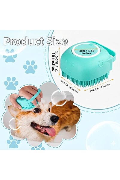 Neler Geldi Neler Cat and Dog Pet Washing Brush with Shampoo Container Silicone Pet Bath Washcloth