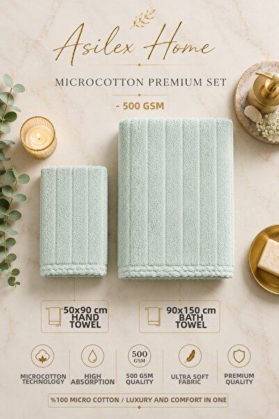 Asilex Home Collection Microcotton Premium 2-Piece Towel Set Ultra Soft Bath ...