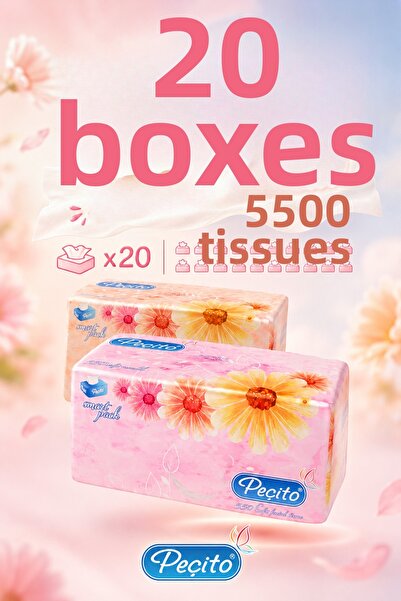 Peçito "5500" Double Layer Practical Wipes, Use as You Like (20Pcs)X(275Wipes)