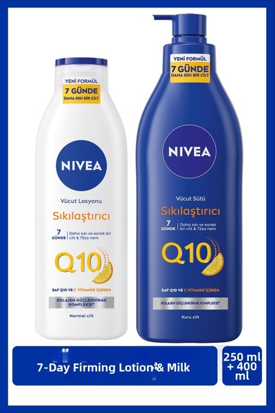 NIVEA Q10 Firming Body Care Milk 400ml and Body Lotion 250ml, Vitamin C, Tigh...