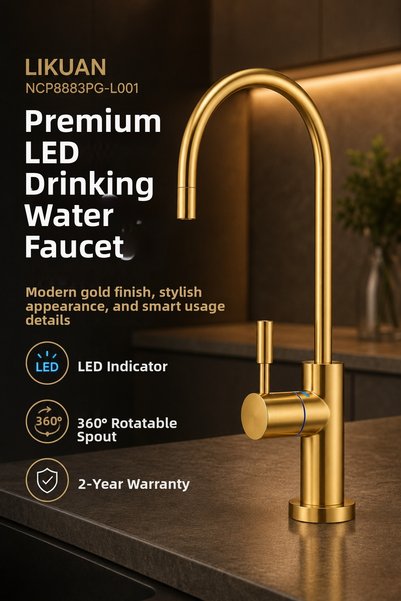 LİKUAN hardware Likuan Ncp8883Cp Premium Chrome Drinking Water Purifier Faucet Swan Neck Without Led