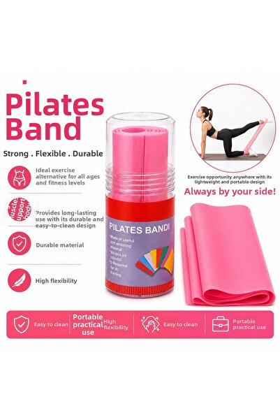 BuradaBuldun Pilates Band Resistance Rubber Band Pink Yoga Exercise Fitness S...
