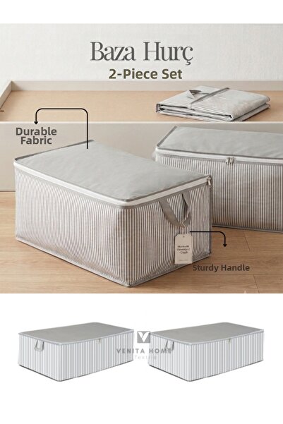 Venita Home 2 Pieces - Striped Large Size Underbed Storage Box and Sofa Bed T...