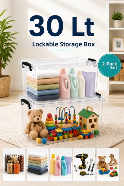 NYL HOME 2-Piece 30 Lt Lockable Storage Box Multi-Purpose Pantry Food Storage...