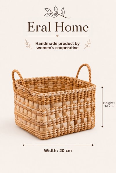 SS ERAL KOOP Decorative Multi-Purpose Organizer Handmade Rustic Basket 16 X 20 cm