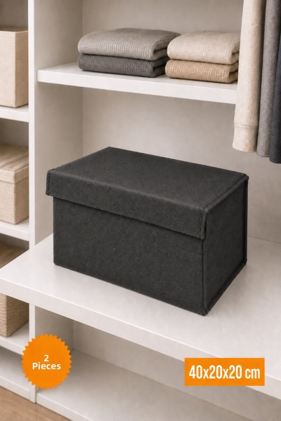 Balkan Room 2 Pieces Anthracite Closet Organizer with Lid, Foldable Clothing ...