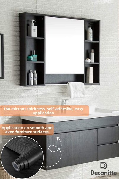 Deconitte Self Adhesive Wood Look Kitchen Bathroom Countertop Wall Cabinet Table Veneer 60X500cm