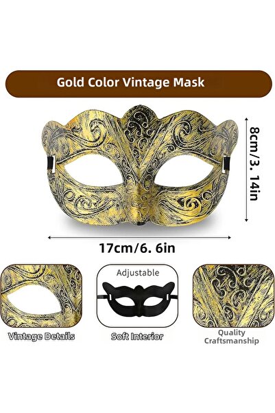 magicool Gold Color Tumbled Masquerade Mask – Venetian Style Party Mask