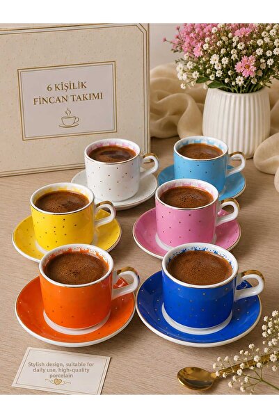 ACAR Benson 6-Person Porcelain Coffee Cup Set - 80 ml