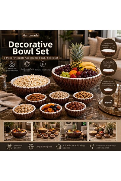 Art By Aslı Handmade 8-Piece Coconut-Looking Decorative Bowl Set Unbreakable ...