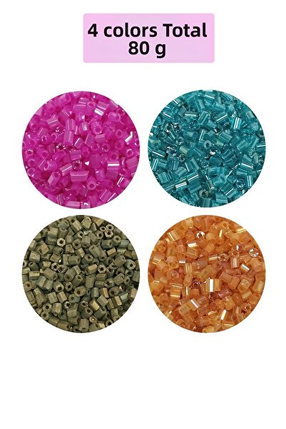Generic Brand Cut Glass Beads 2mm - 4 Colors - Total 80 Grams - Bnc438