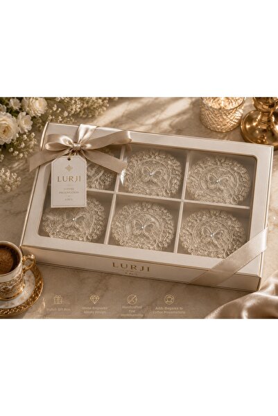 Lurji 6-Piece Luxury Butterfly Motif Transparent Stone Coffee Presentation Se...