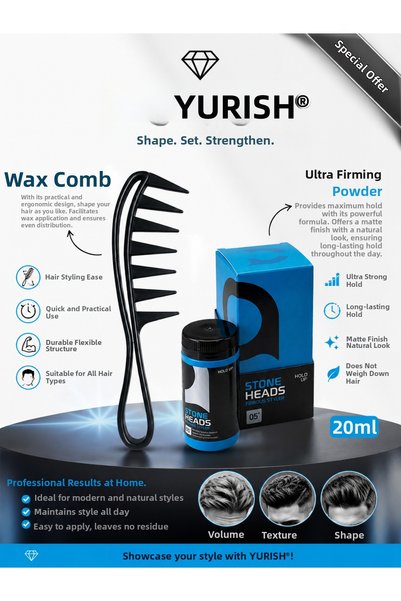 YURISH Powder Wax and Wide Tooth Wax Comb Set