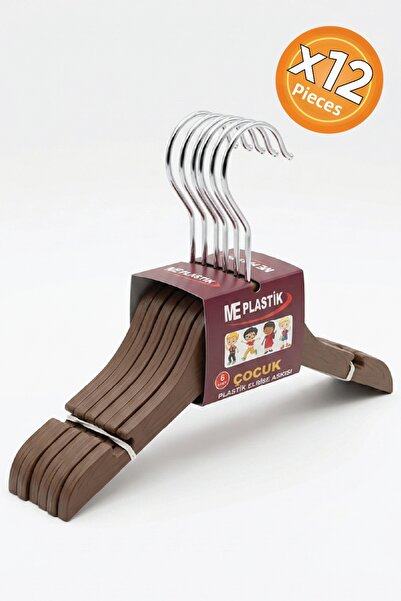 DECOMALL 12 Pieces Brown Children's Hangers Wood Look Plastic a Quality Child...