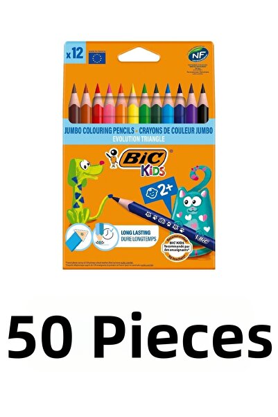 Bic 50 Pieces Evolution Jumbo Triangle Crayons 12-Pack