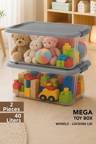 Meleni Baby 2-Piece Organizer with Lockable Lid - Baby Room Storage Box Child...