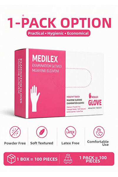 MEDİLEX Tpe Hybrid Powder-Free Examination Gloves 100 Pcs - 1 Pack Latex-Free