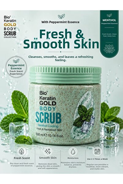 Bio Keratin Gold Menthol Extract Body Peeling 500ml Fresh and Smooth Skin Bod...