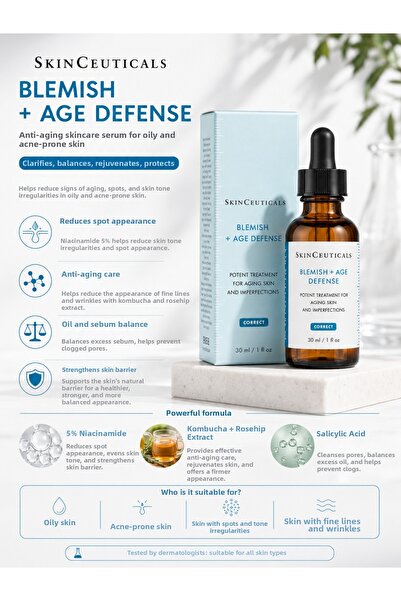 SkinCeuticals Blemish + Age Defense – Anti-Acne, Oil Balancing and Anti-Aging...