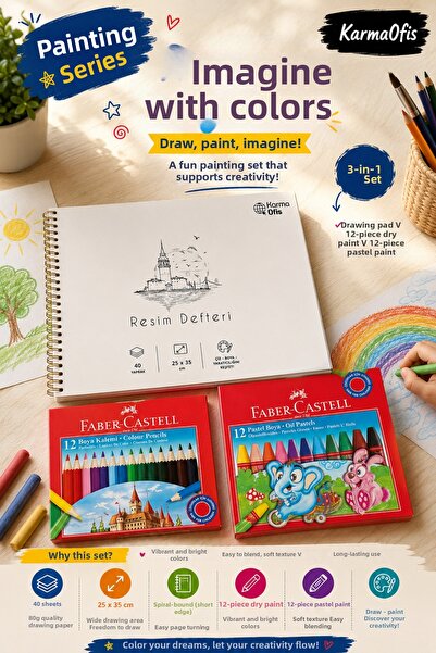 Faber Castell Painting Series White 25X35 cm 40 Sheets Drawing Pad and Faber-...