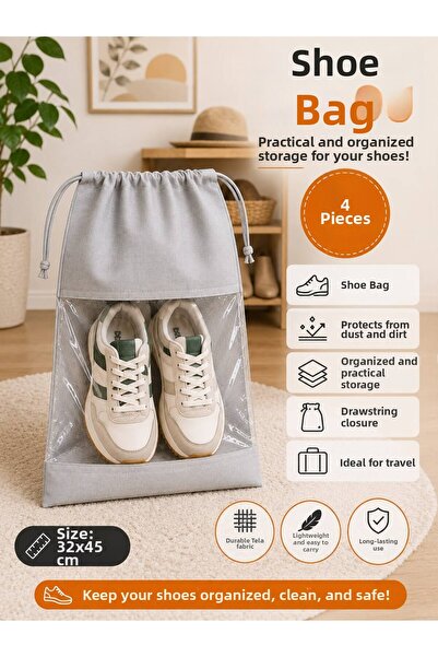 Spartek home textile 4 قطع من حقائب تخزين الأحذية ذات النوافذ الشفافة/حقيبة ا...