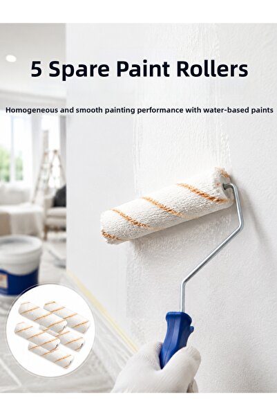 Marsilyan 5-Piece Mini Roller Paint Set Wall Tan Emulsion Application Ilkelgr...