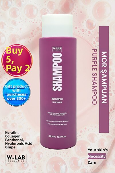W-Lab Cosmetics Purple Shampoo 400 ml for Blonde, Platinum, Gray and Light Co...