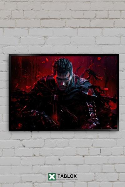 TABLOX Berserk Guts Anime Manga Sabie Roșu Negru Războinic Aspect Ramă Decora...