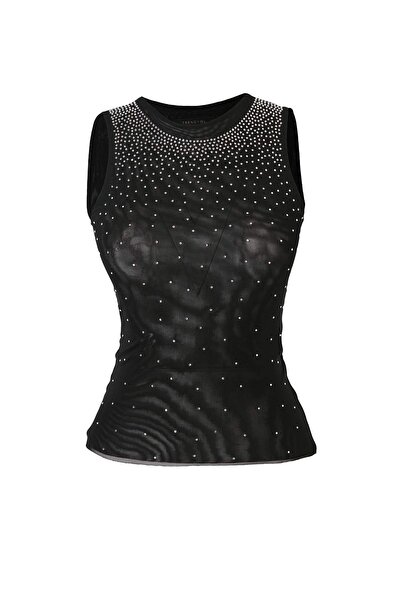 Trendyol Collection Black Settled Stone Printed Party Blouse Tpraw27Bz00008