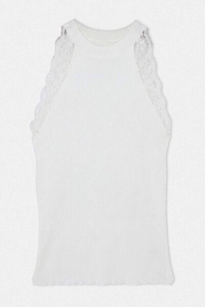 Trendyol Curve Ecru Special Yarn Lace Summer Thin Summer Knitwear Blouse Tbbs...