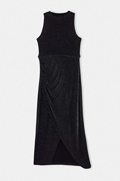 Trendyol Curve Rochie neagră tricotată mărime mare TBBSS26AH00312