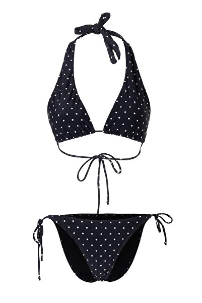 Trendyol Collection Polka Dot Triangle Covered Normal Waist Regular Bikini Se...
