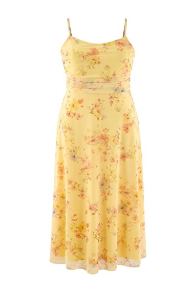 Trendyol Curve Multi Color Knitted Plus Size Dress Tbbss26Ah00320