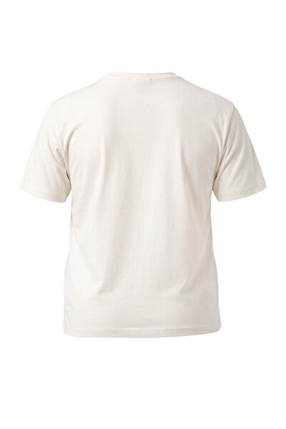 Trendyol Curve White V-Neck Basic Knitted Plus Size T-Shirt Tbbss26Bf00114