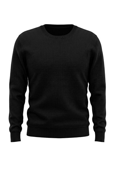 Trendyol Collection Big Size Black Regular Fit Crew Neck Knitwear Sweater Tmn...