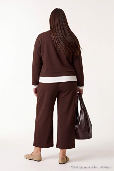 Trendyol Curve Brown Relaxed Fit Knitted Oversize Tracksuit Set Tbbaw27Ts00002