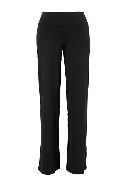 Trendyol Kollektion Schwarz gebürstete, weiche Stoff-Leggings mit weitem Bein...