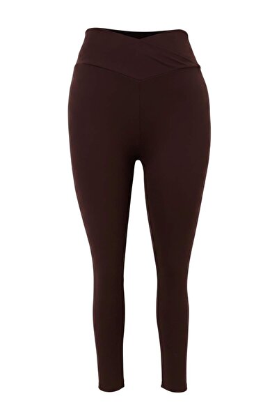 Trendyol Curve Dark Brown Soft Brushed Fabric Double Breasted Waist Detailed ...