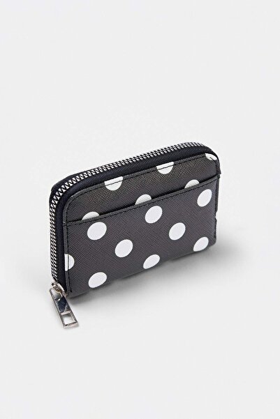 TRENDYOL SHOES Black Polka Dot Women's Wallet Takaw27Cu00001
