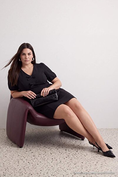 Trendyol Curve Black Woven Plus Size Dress Tbbaw27Ah00067