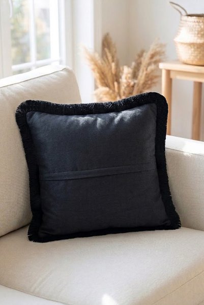 Alseko Concept غطاء وسادة مربع أسود بنمط الفهد مقاس 43 × 43 سم، مطبوع رقميًا