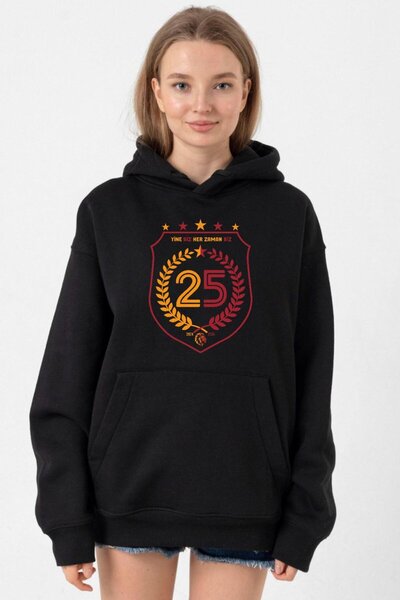 Tshirthane 25 شامبيونشيب إن ون بي نسائي أسود بقلنسوة 3ip