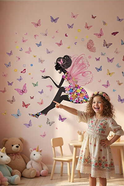 KT Decor مجموعة ملصقات الحائط لغرفة البنات من يهمس للفراشات